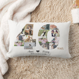 Cojín Lumbar Foto del aniversario del Boda de cuarenta años