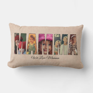 Cojín Lumbar Foto Pillow MAMMA, Añadir imágenes, mensaje en la