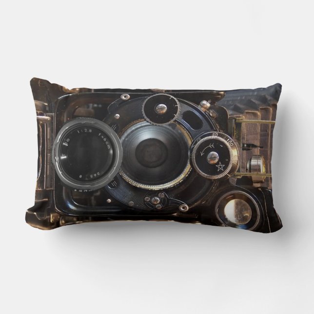 Cojín Lumbar Fotografía de cámara antigua Película de lente ven (Anverso)