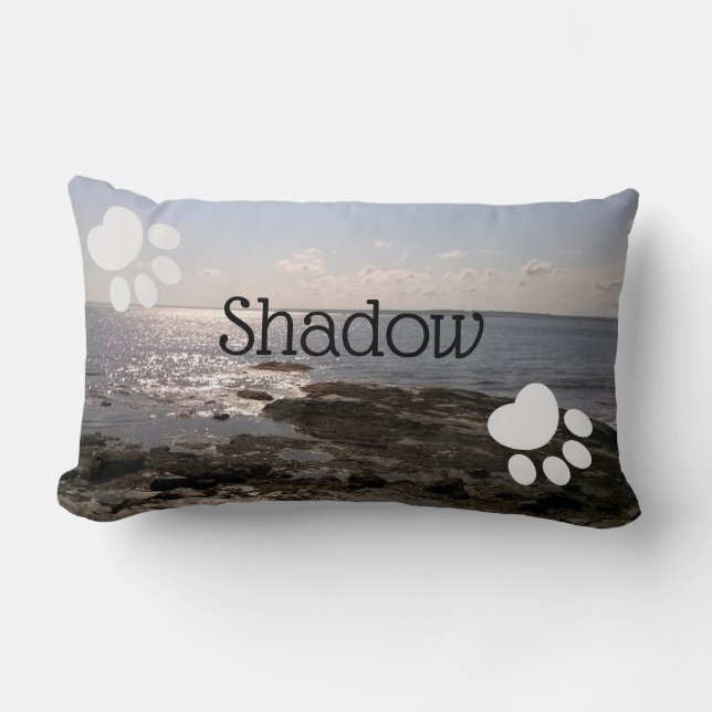Cojín Lumbar Fotografía de las huellas de Sky y Sea Paw Añadir  (Anverso)