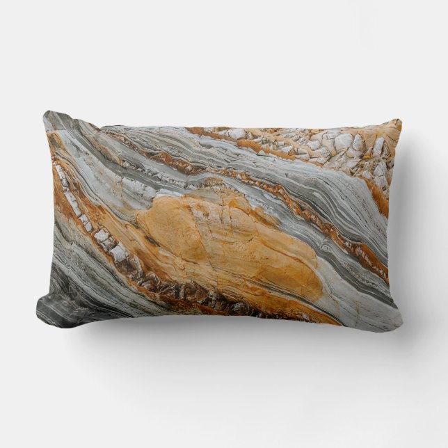 Cojín Lumbar Fotografía de primer plano de piedras grises y nar (Anverso)