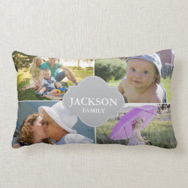 Cojín Lumbar Fotografía Pillows, 4 fotos de collage con nombre