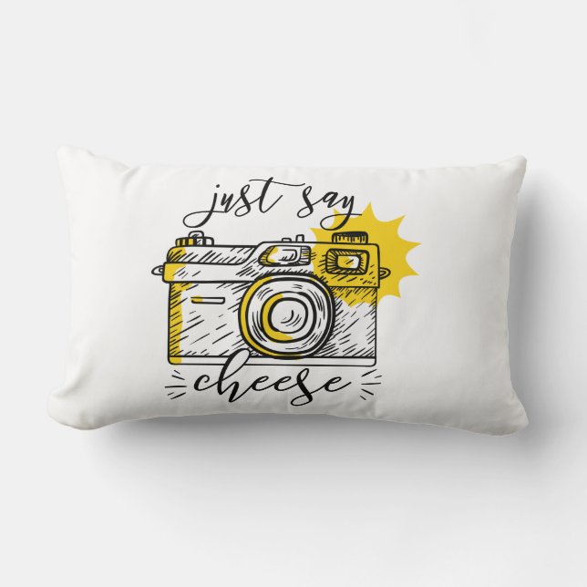 Cojín Lumbar Fotógrafo de cámara retro "Di queso" (Anverso)