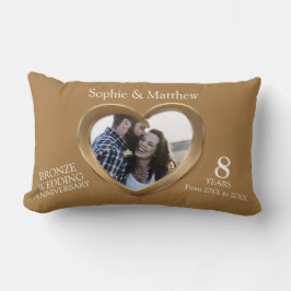 Cojín Lumbar Fotos de aniversario de bodas de bronce corazones