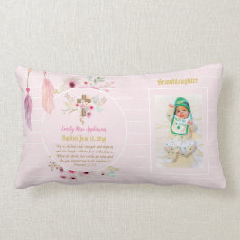 Cojín Lumbar Fotos de nieta bautismo Christening Pink