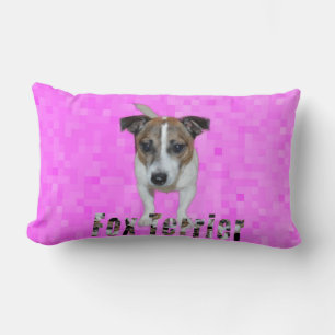 Cojín Lumbar Fox Terrier y logo de Fox Terrier, rosa