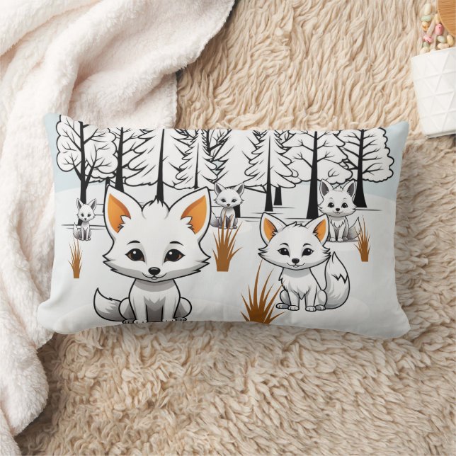 Cojín Lumbar Foxes Árticos - Paisaje invernal (Manta)