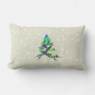 Cojín Lumbar Fractal - árbol de navidad verde
