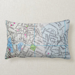 Cojín Lumbar FRAMINGHAM, mapa del vintage de las MAMÁES