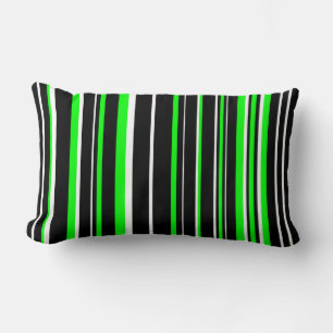Cojín Lumbar Frania negra, verde lima y blanca de código de bar