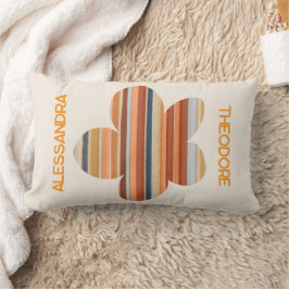 Cojín Lumbar Fraude retro de monograma floral crema boho naranj