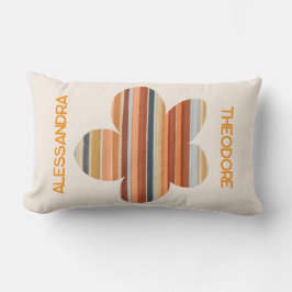 Cojín Lumbar Fraude retro de monograma floral crema boho naranj