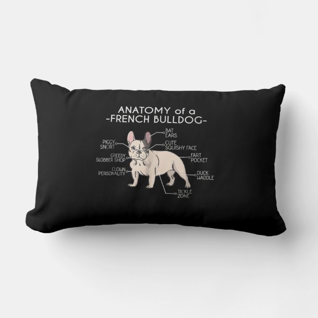 Cojín Lumbar Frenchie Gift | Anatomía De Un Bulldog Francés (Anverso)