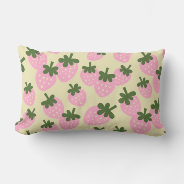 Cojín Lumbar Fresas dispersas (Crema) Pillow Lumbar (Anverso)