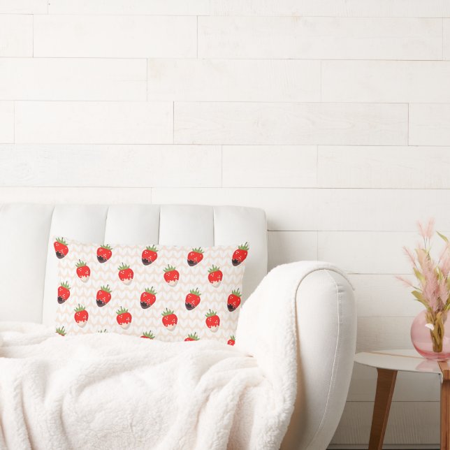 Cojín Lumbar Fresas en chocolate blanco y negro en beige (Sofá)