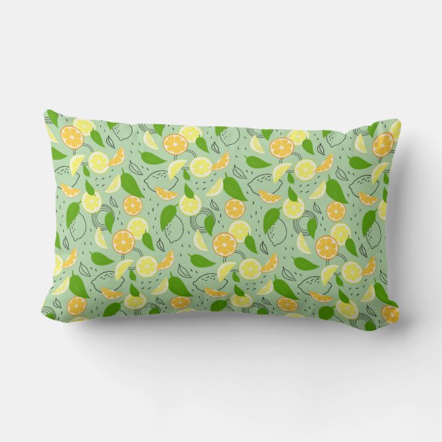 Cojín Lumbar Fresh citrus fruits Lemon Orange Modern. (Reverso )