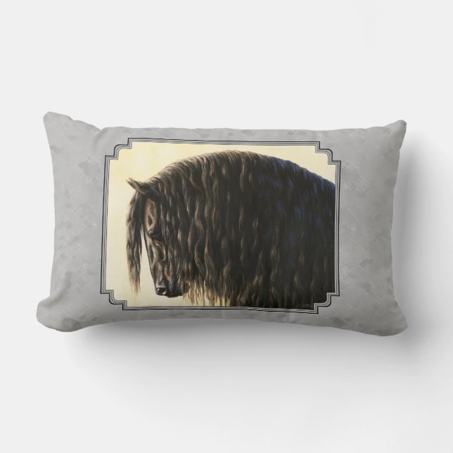 Cojín Lumbar Friesian Draft Horse Silver Gray (Anverso)