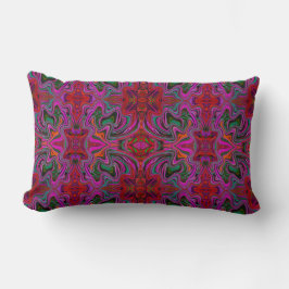 Cojín Lumbar Frio Patrón Ondulado Magenta, Rojo y Verde Trippy