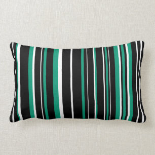 Cojín Lumbar Frisas de código de barras negras, verde esmeralda