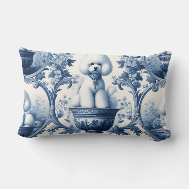 Cojín Lumbar Frisia de Bichon azul Chinoiserie y blanco (Reverso )