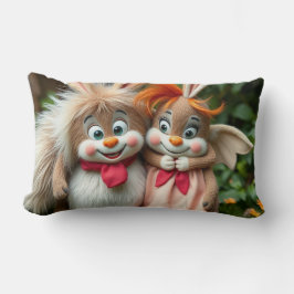 Cojín Lumbar „Fröhliche Hasenfreunde im Frühlingsgarten“