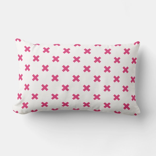 Cojín Lumbar Fuchsia cruza puntos en blanco (Anverso)