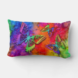 Cojín Lumbar [Fuego y Hielo] Arcoíris Boho Mariposa Tie-Dye