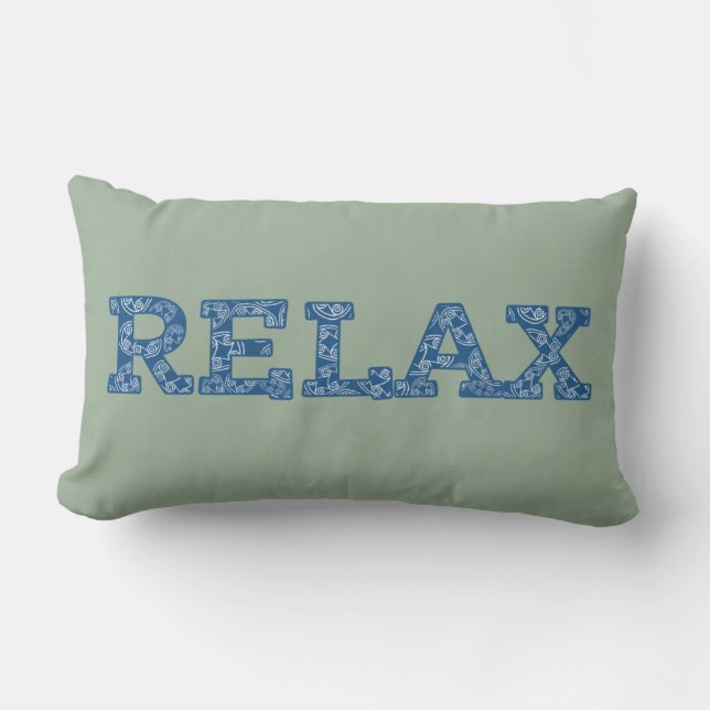 Cojín Lumbar Fun Blue y Green Faux Applimiento 'Chill' Cushion (Anverso)