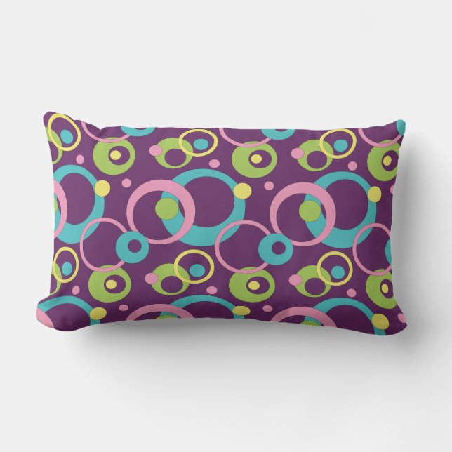 Cojín Lumbar Funky Purple Circles Pillow (Anverso)