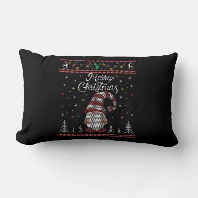 Cojín Lumbar Funny Gnome Merry Christmas (Anverso)