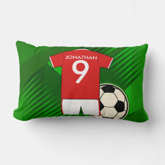 Cojín Lumbar Fútbol personalizado Jersey rojo y blanco