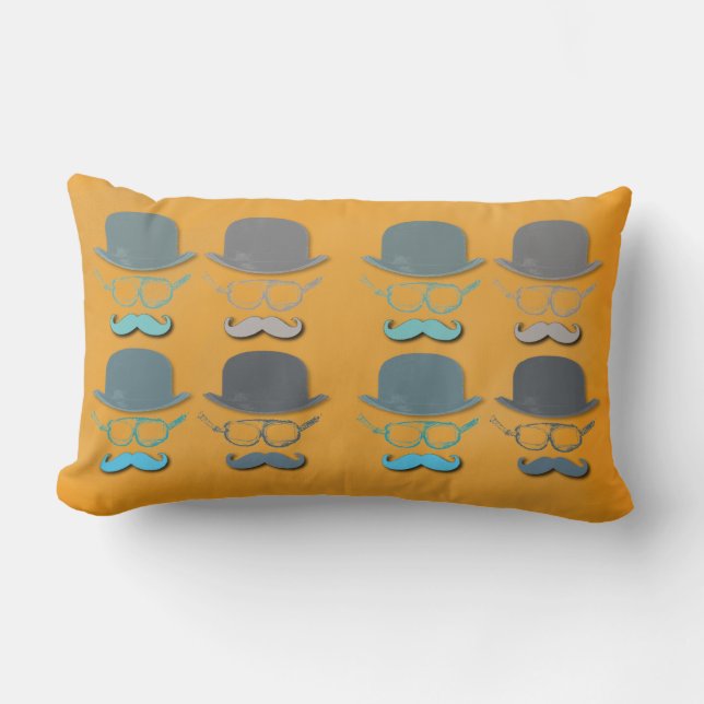 Cojín Lumbar Gafas, gorras y bigotes de Steampunk (Anverso)