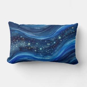 Cojín Lumbar Galaxia de Acuarela de Medianoche