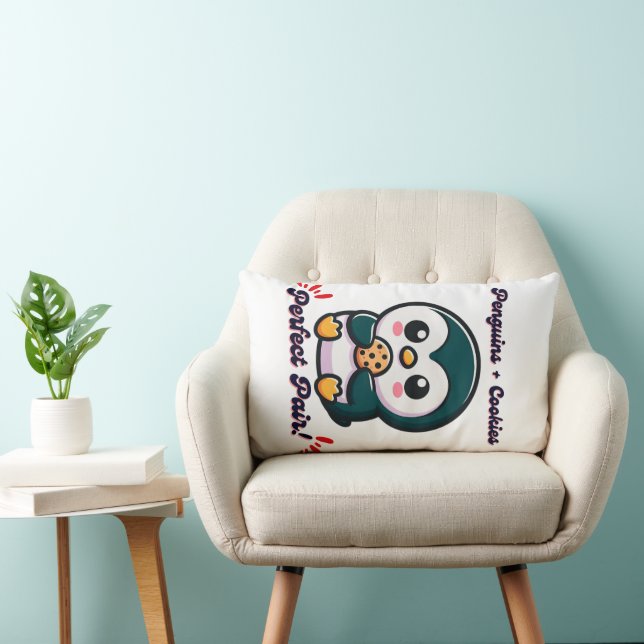 Cojín Lumbar Galletas pingüinas, lindo personaje de caricatura  (Silla)