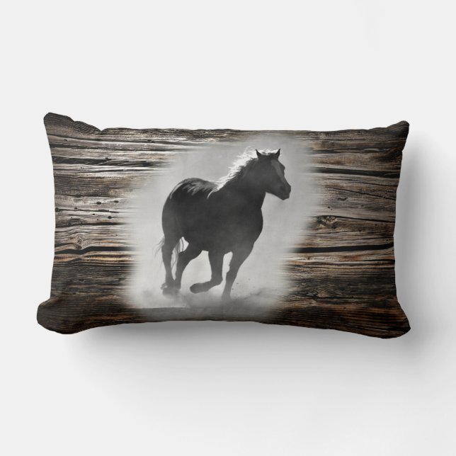 Cojín Lumbar Gallopaje de caballos salvajes (Anverso)