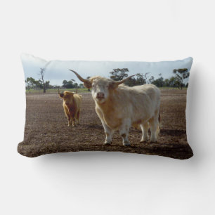 Cojín Lumbar Ganado Suelto: Highland Cows Robo de Trigo