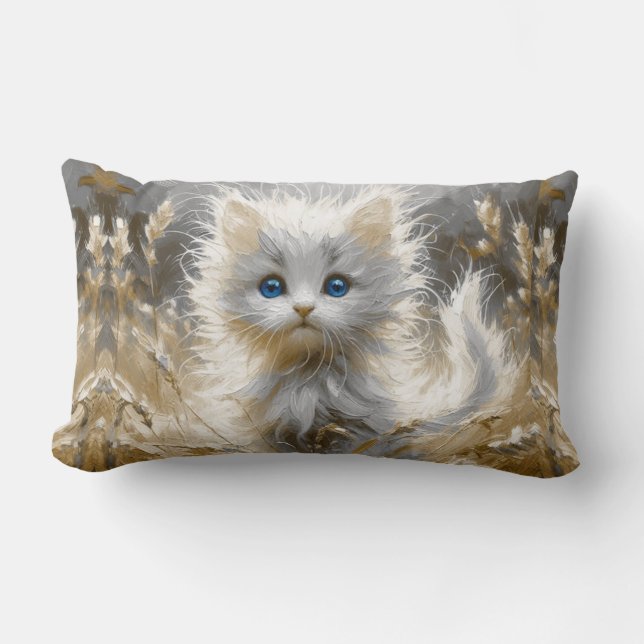 Cojín Lumbar Gatito blanco precioso  (Anverso)