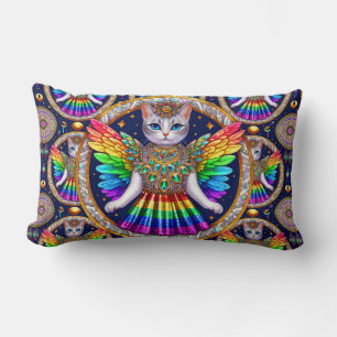 Cojín Lumbar Gato Ángel Arcoiris