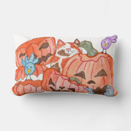 Cojín Lumbar Gato de Halloween y calabazas aplastadas