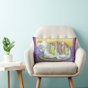 Cojín Lumbar Gato de Navidad Lindo Durmiendo con Ratones en Cal