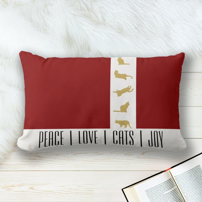 Cojín Lumbar Gato de Navidades de oro blanco rojo moderno (Subido por el creador)