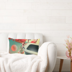 Cojín Lumbar Gato elegante con botella sentado en el bar