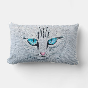 Cojín Lumbar Gato Esponjoso De Ojos Azules