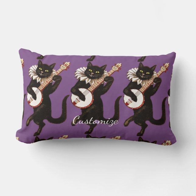 Cojín Lumbar Gato jugando Banjo Thunder_Cove (Anverso)