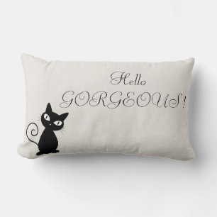 Cojín Lumbar Gato negro caprichoso y Glittery-Hola Precioso