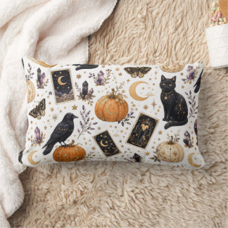 Cojín Lumbar Gato negro místico Halloween Tarot celestial