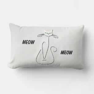Cojín Lumbar Gato negro Slinky Miau Miau ojos verdes sobre plat