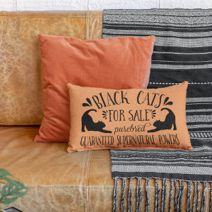Cojín Lumbar Gato negro vintage de Halloween   NARANJA