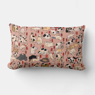 Cojín Lumbar Gato Patrón Ukiyo-e Japonés Antiguo: Kuniyoshi