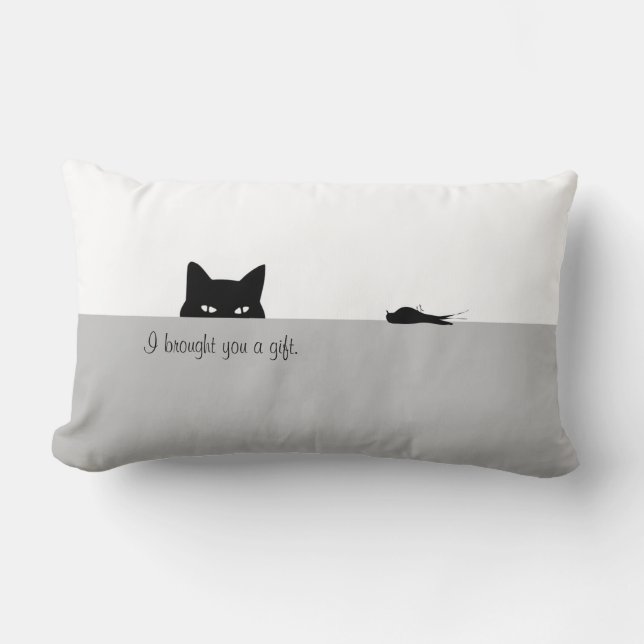 Cojín Lumbar Gato Sigiloso Te Traje un Regalo (Anverso)